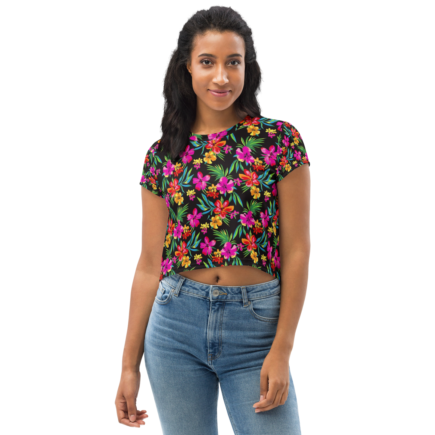 Tropical Maniac Floral Pink - Crop Tee