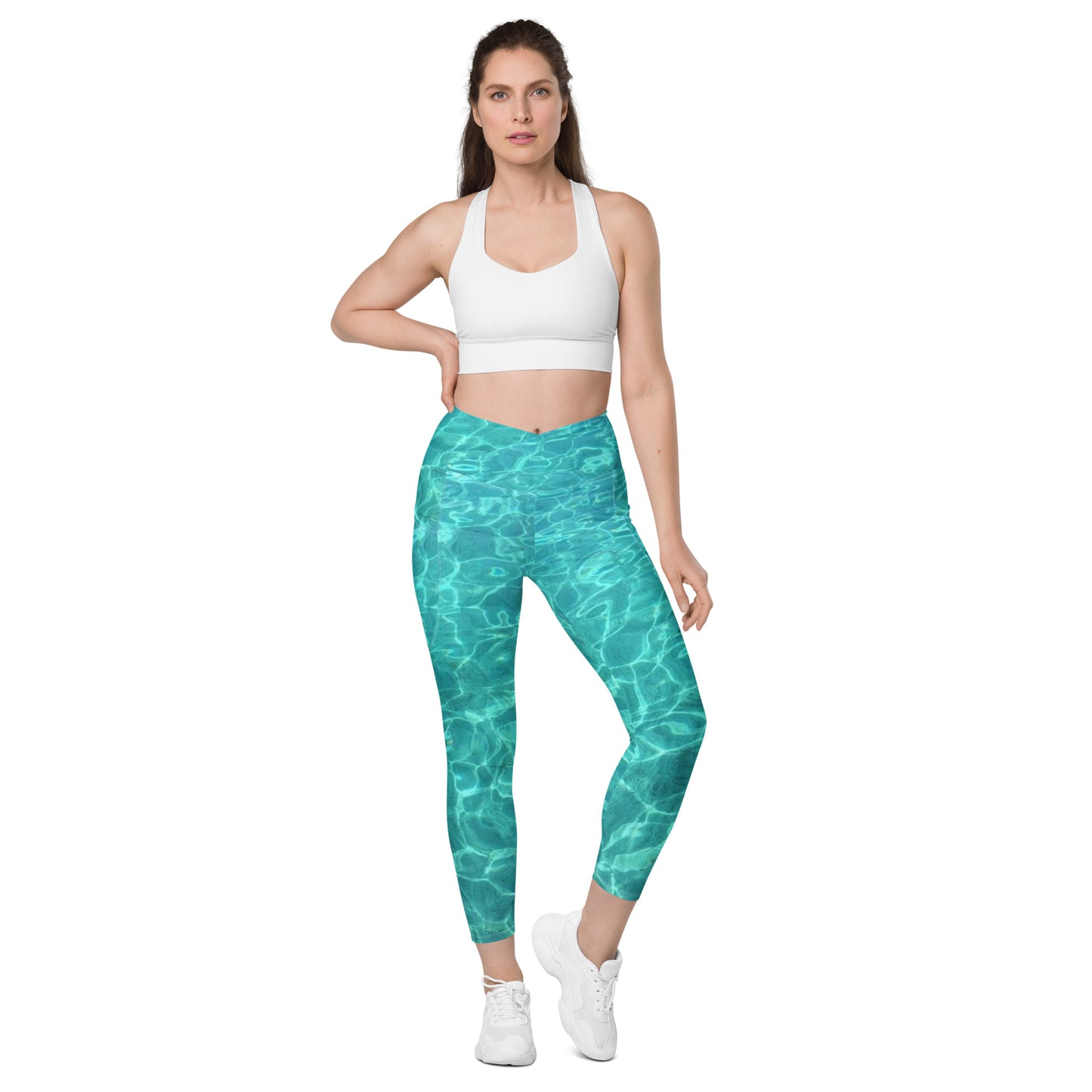 Caribbean Waters - Crossover leggings with pockets - 2XS to 6XL