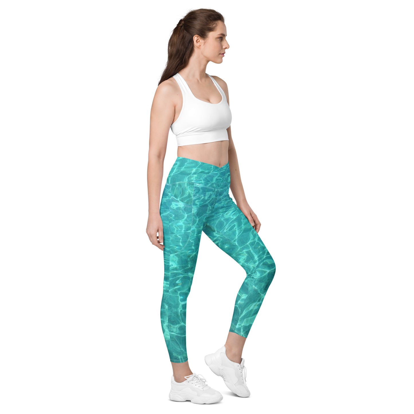 Caribbean Waters - Crossover leggings with pockets - 2XS to 6XL