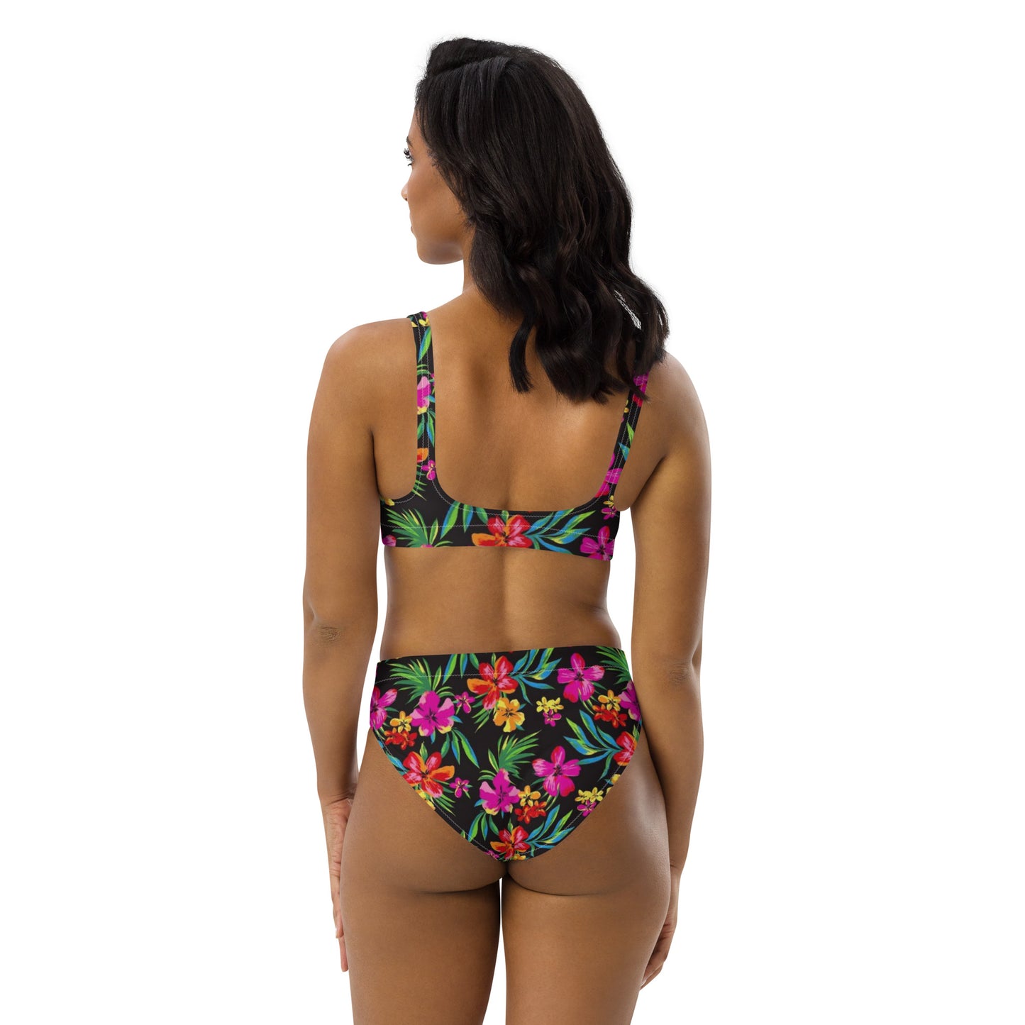 Tropical Floral - Recycled high-waisted bikini