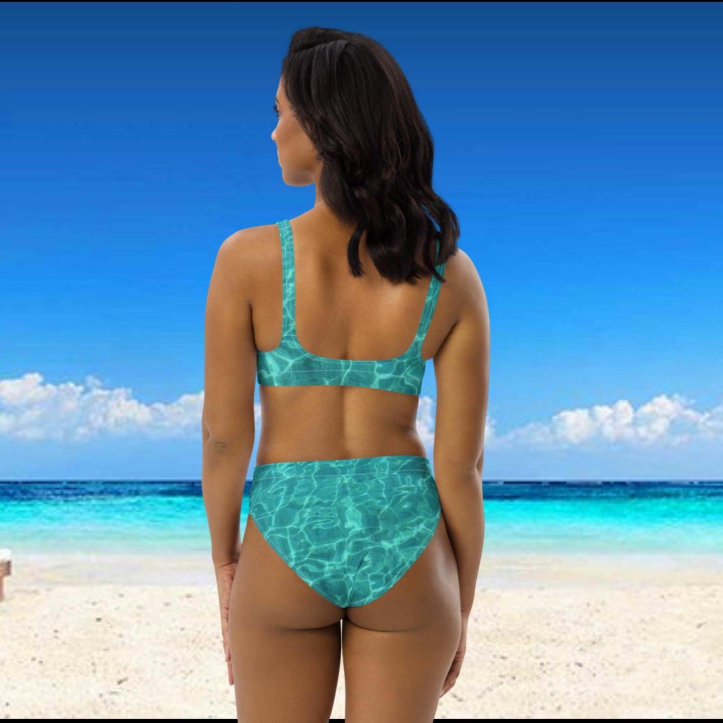 Caribbean Waters - Recycled high-waisted bikini