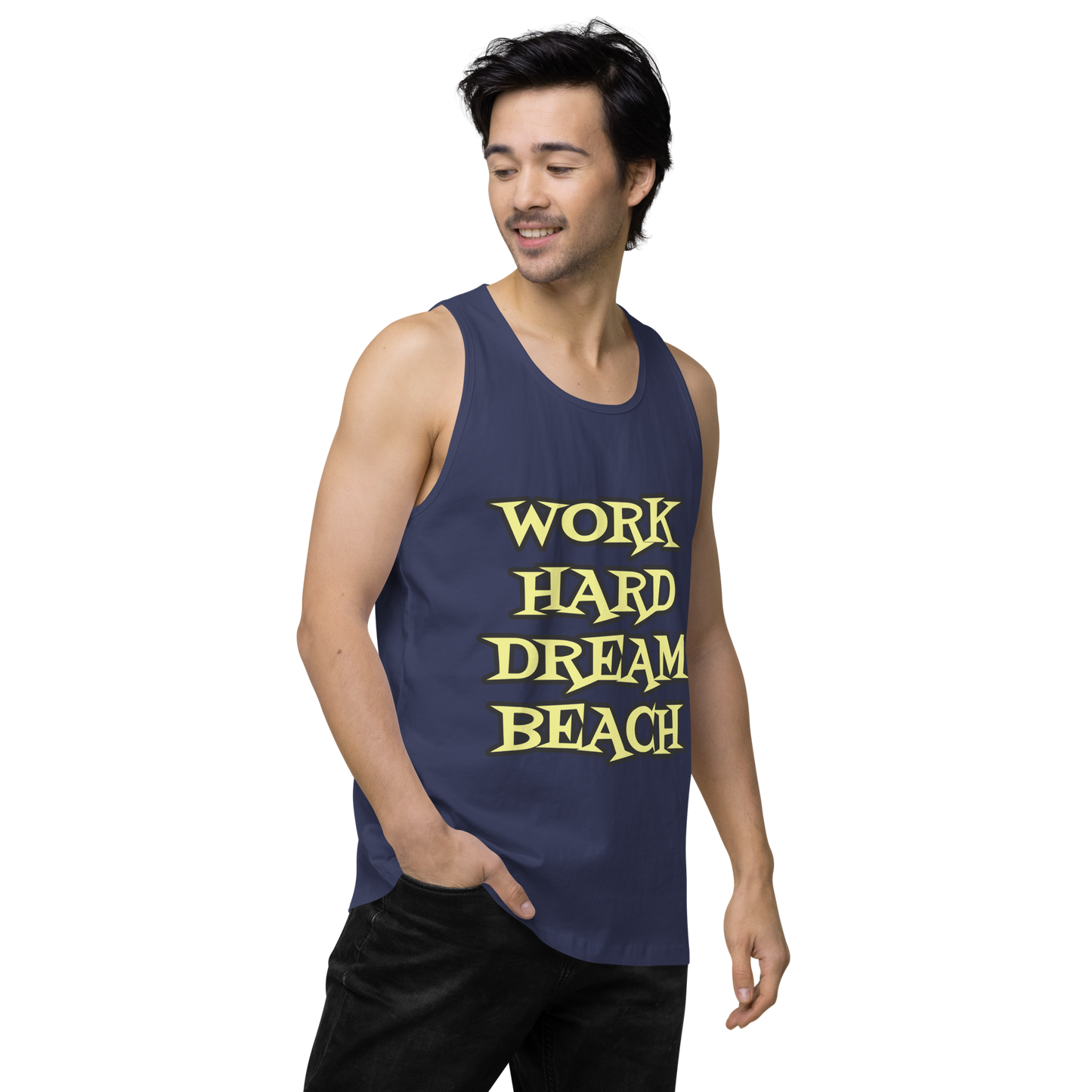 Men’s Premium Tank - "Work Hard, Dream Beach"