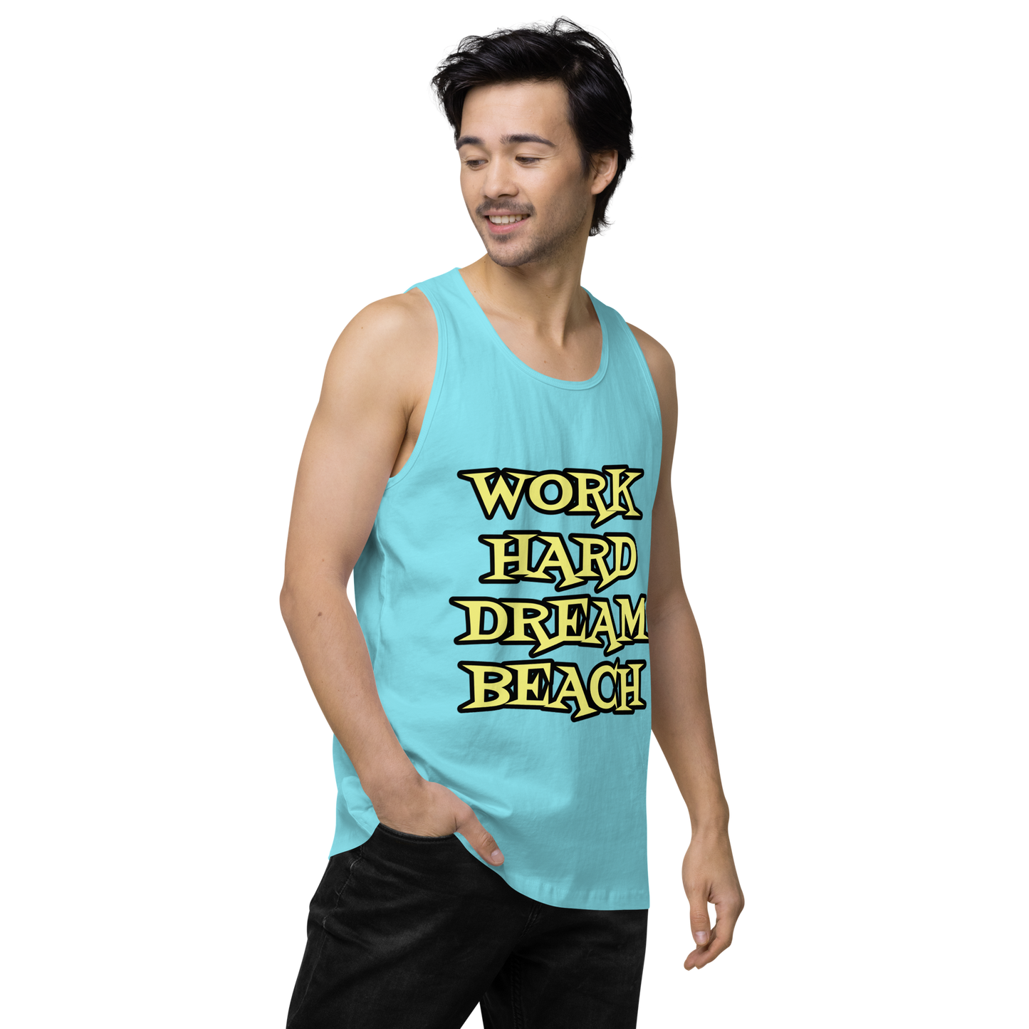 Men’s Premium Tank - "Work Hard, Dream Beach"